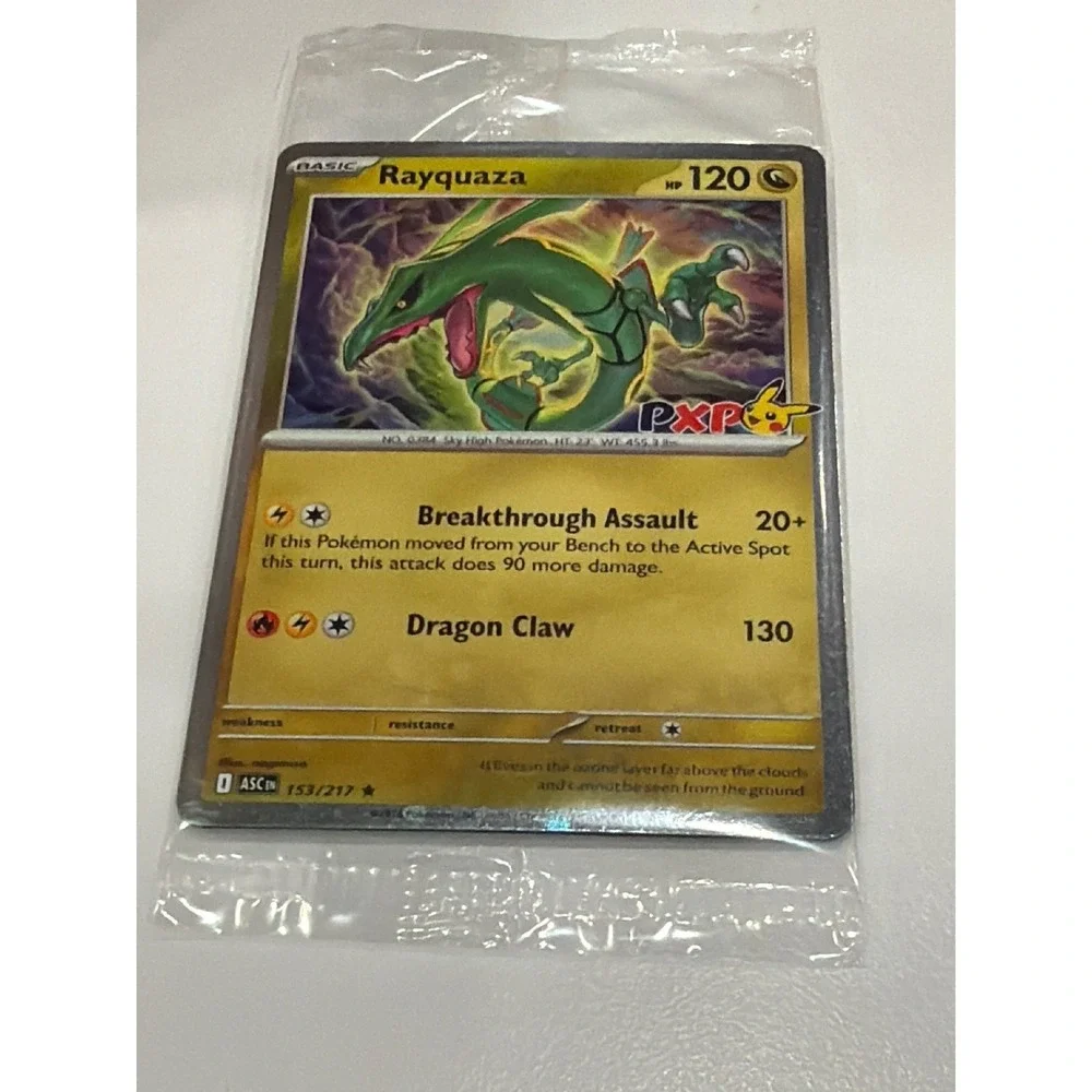 Pokemon Rayquaza 153/217 Holo Rare PXP Pikachu Stamp Promo Factory Sealed worlds